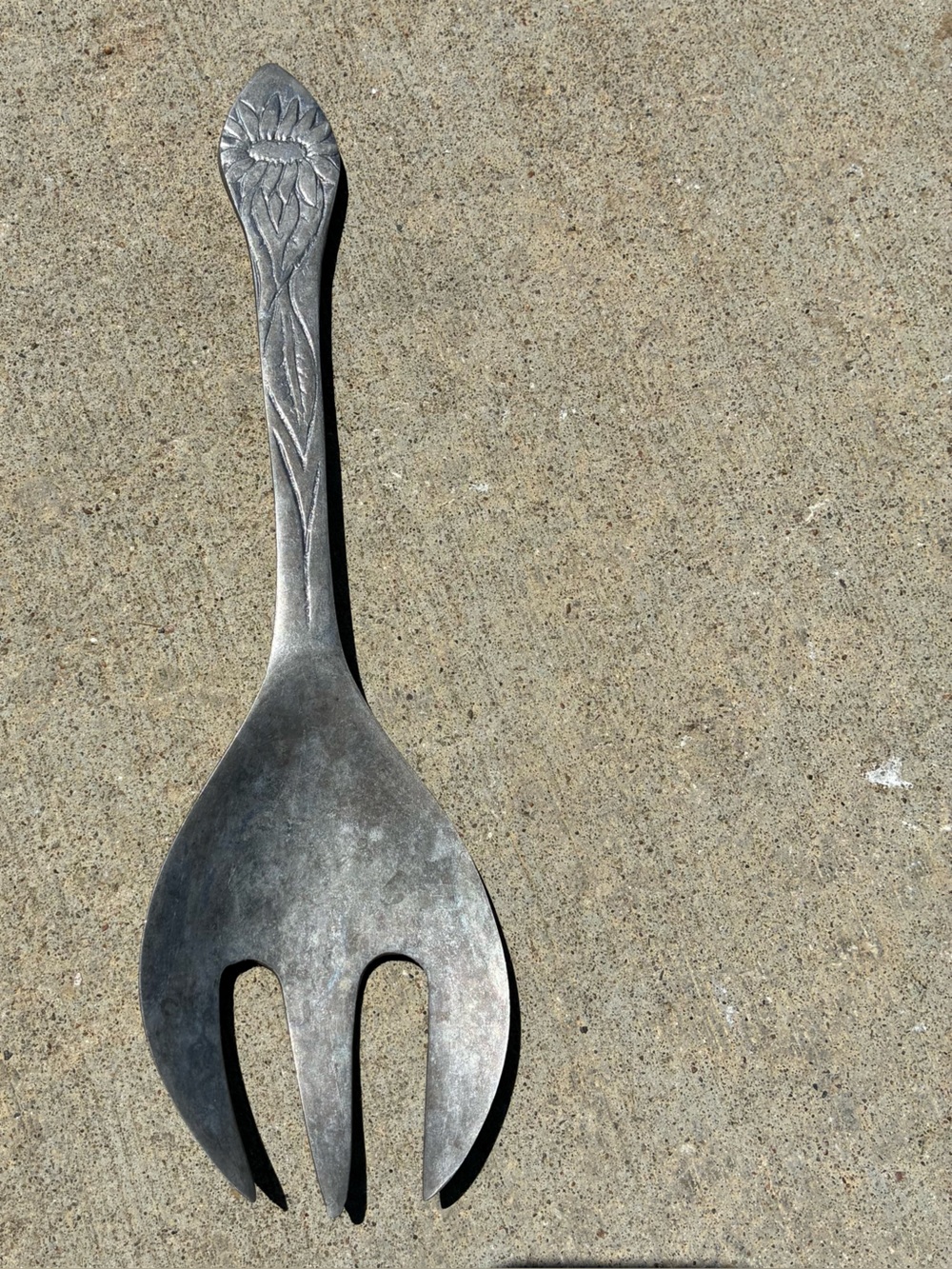 Decorative Metal Serving Fork - Pewter Tone